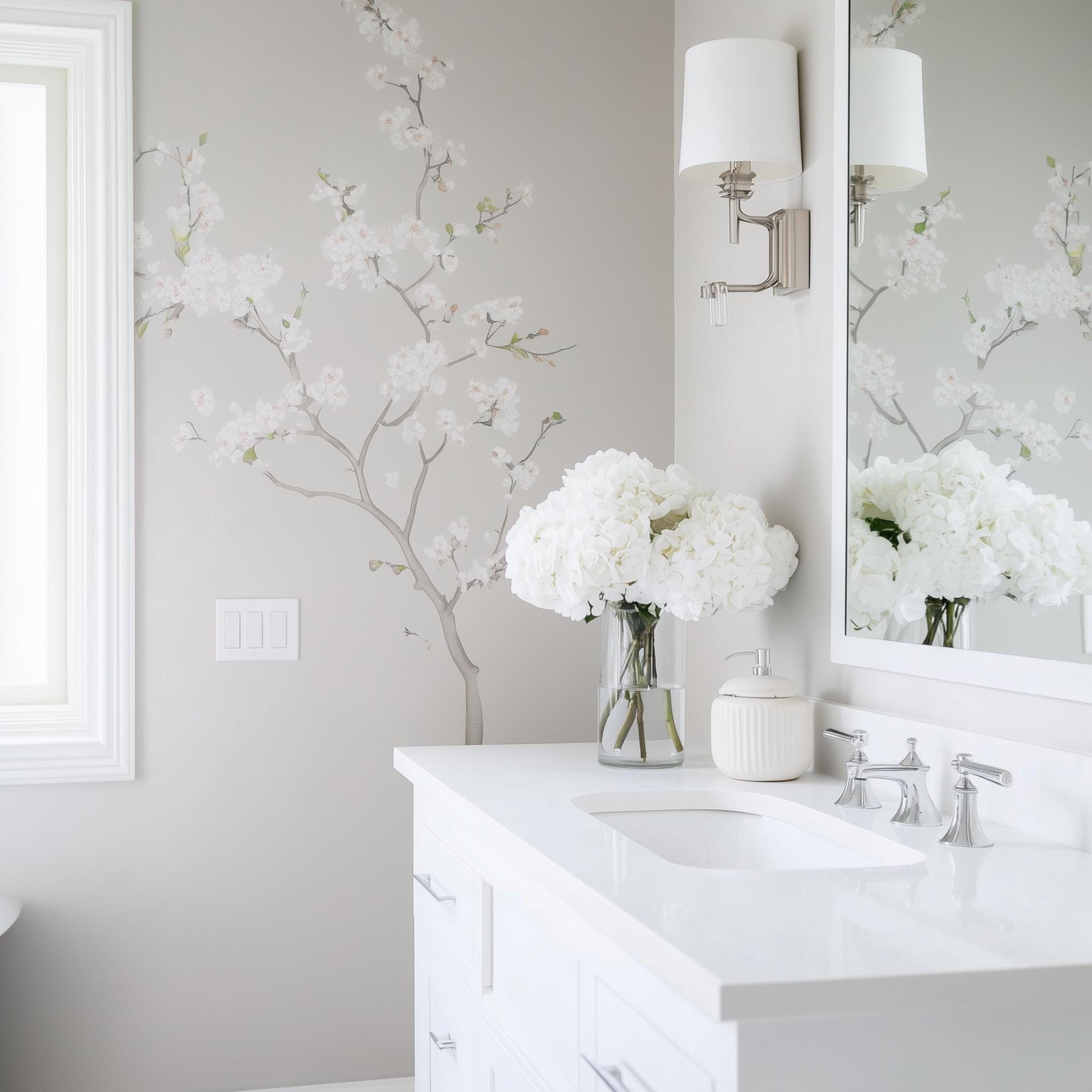 Peel and Stick Chinoiserie Blossom Wall Decal – Floral Vinyl Wall Sticker