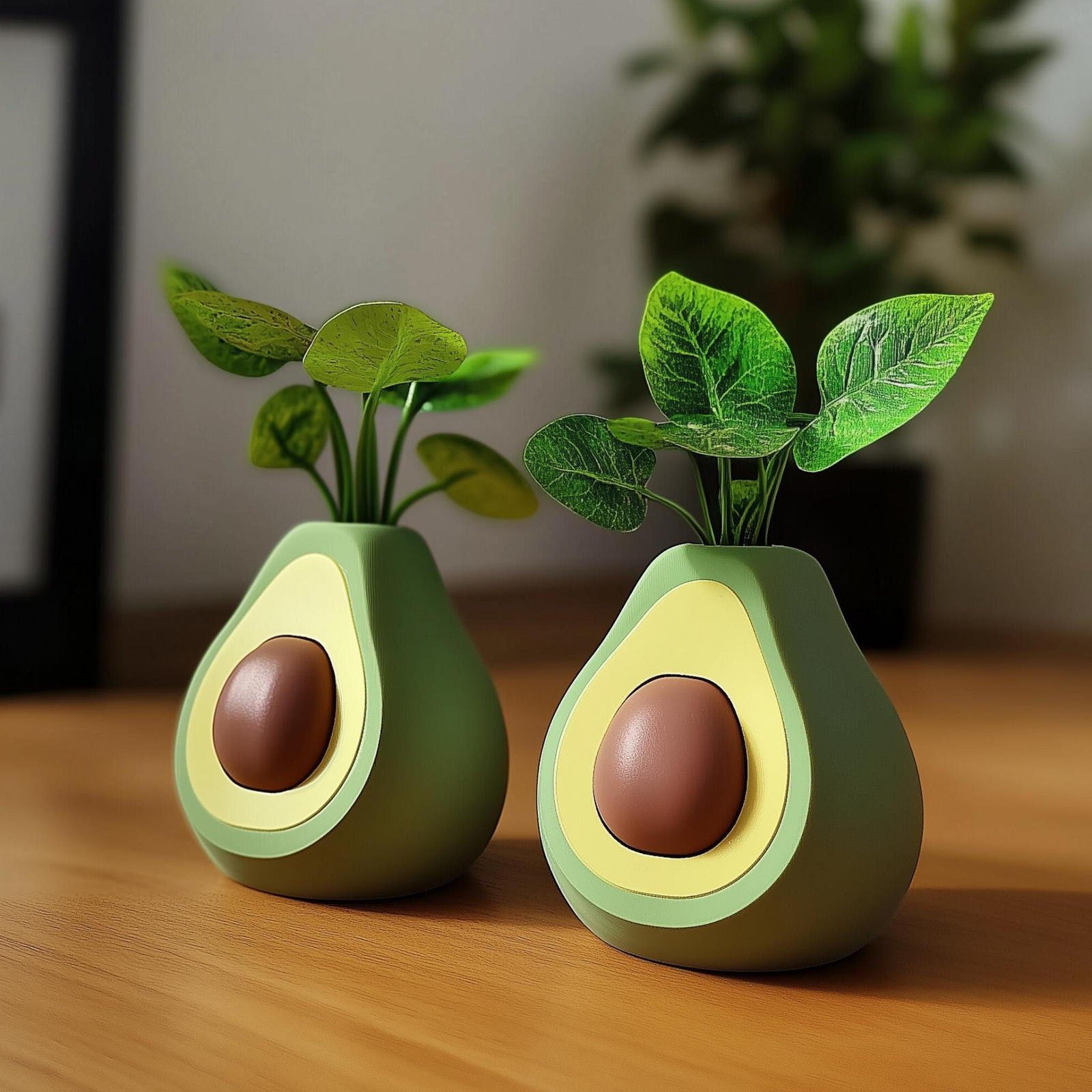 Cute Avocado Planter Pot – 3D Printed Desk Organizer & Succulent Holder for Playful Home Decor