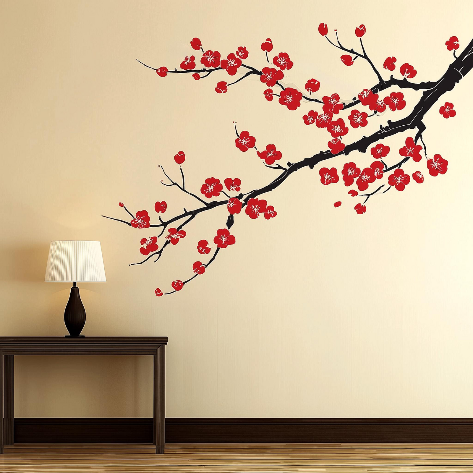 Plum Blossom Wall Decal – Peel and Stick Vinyl Floral Mural for Asian-Inspired Home Decor