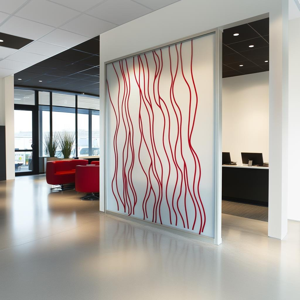 Peel and Stick Wavy Line Frosted Glass Sticker – Modern Privacy Window Film