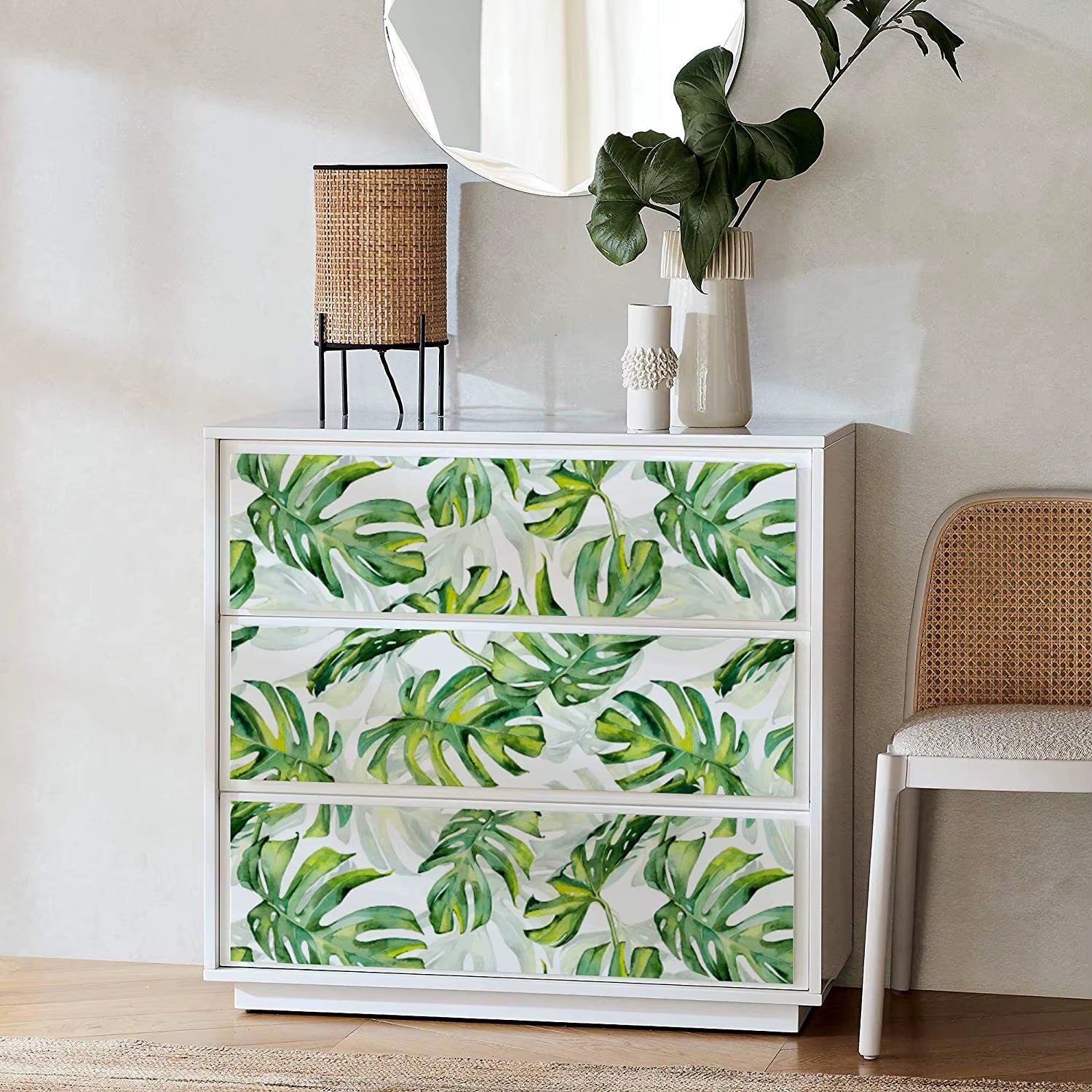 Tropical Green Leaf Peel and Stick Wallpaper Palm Leaves Self Adhesive Removable Wallpaper Waterproof Decorative Contact Paper