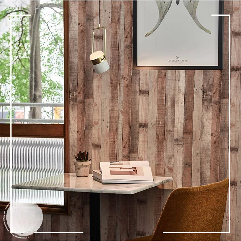Retro Faux Wood Grain Peel And Stick Wallpaper Self-adhesive Wood Plank Wallpaper Roll Removable Vinyl Wall Covering For Restaur