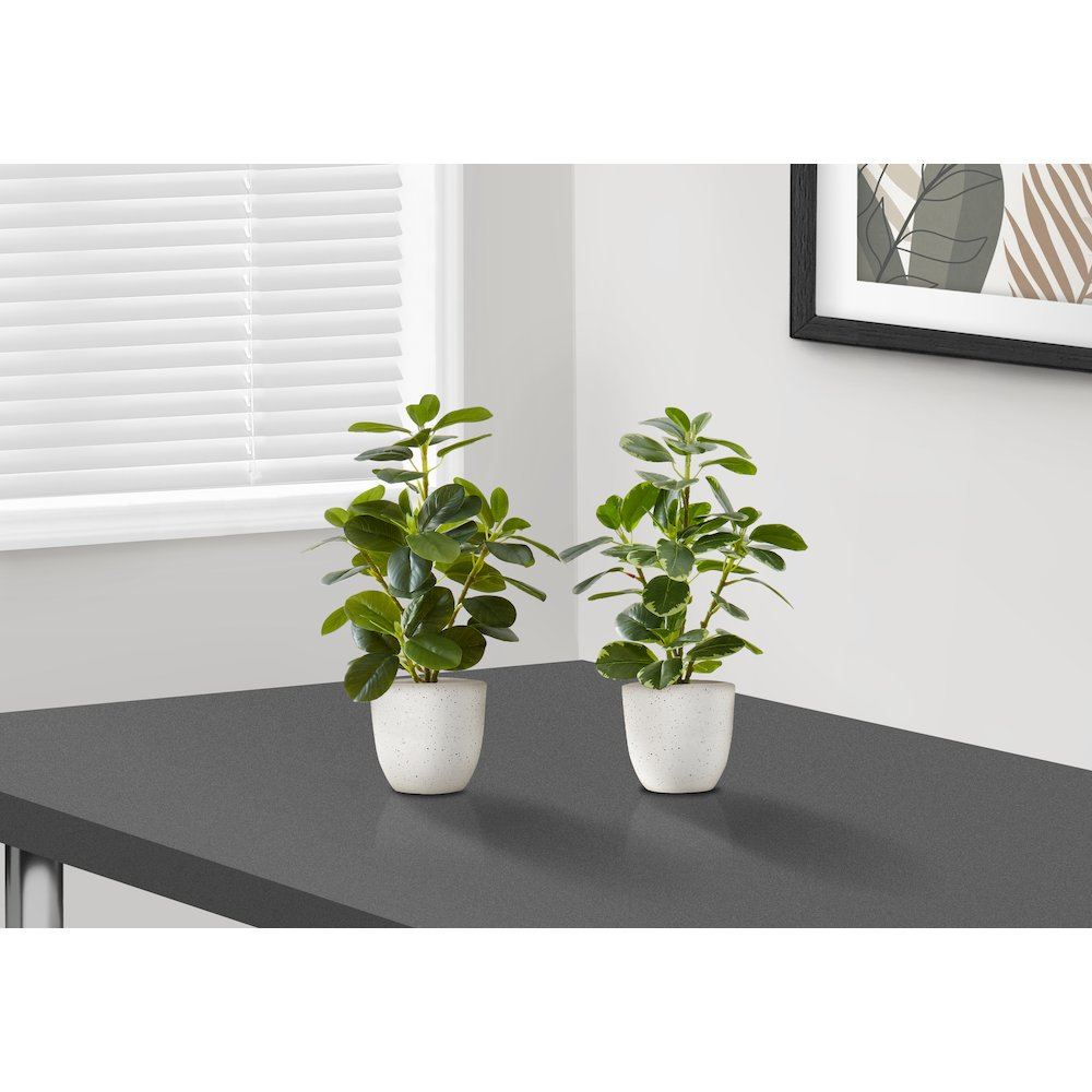 Artificial Plant, 14" Tall, Ficus, Indoor, Faux, Table, Greenery, Set Of 2