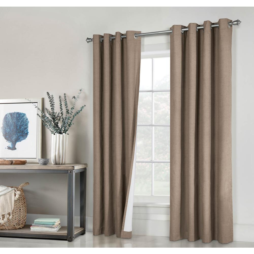 Ventura Grommet Curtain Panel Pair Window Dressing each 52 x 84 in Pebble