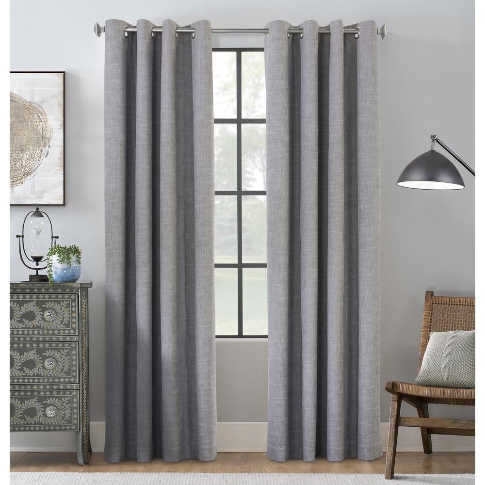 Maya Grommet Curtain Panel Window Dressing 52 x 108 in Grey