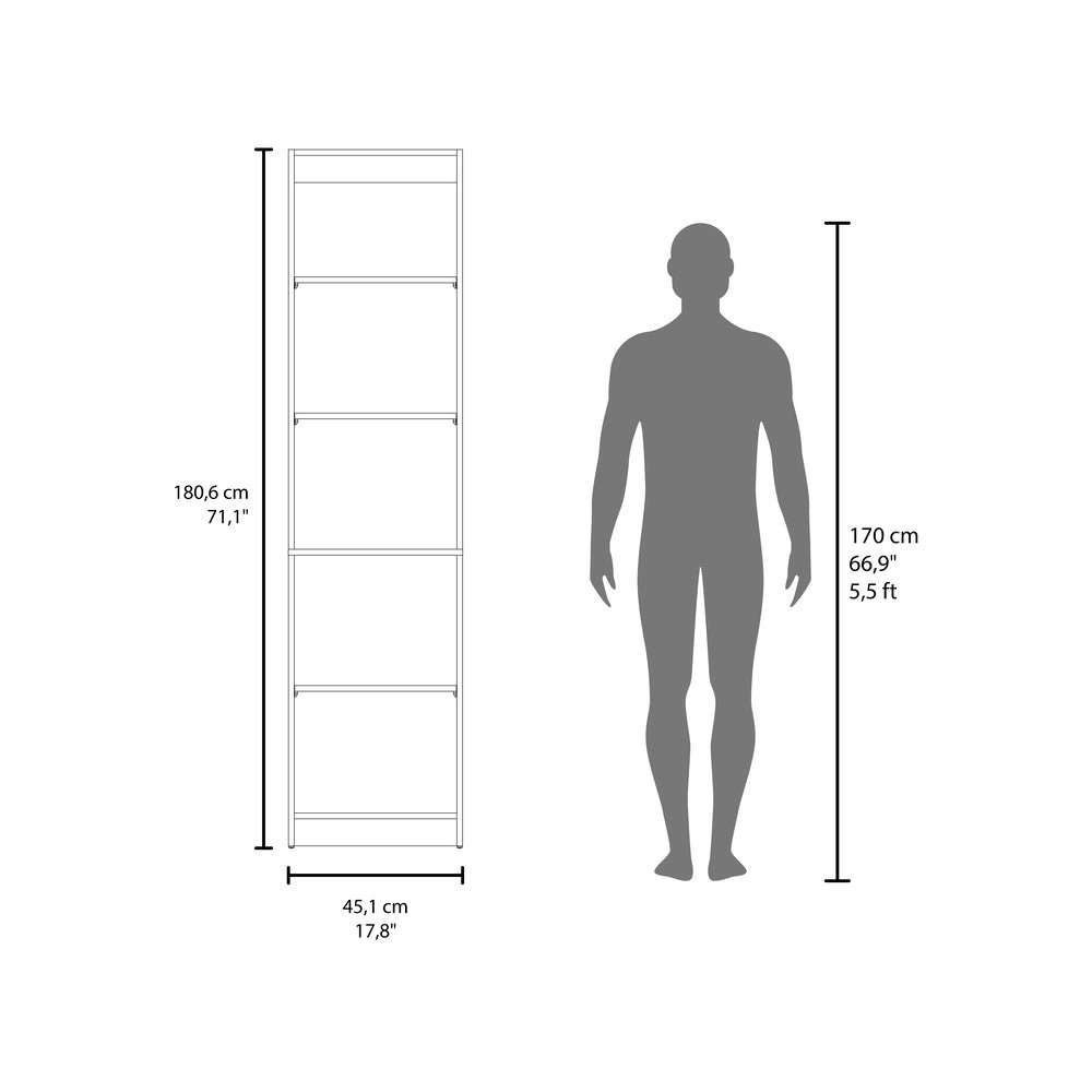 Vinton XS Bookcase Compact Bookshelf with Multiple Shelves, Natural Oak / White
