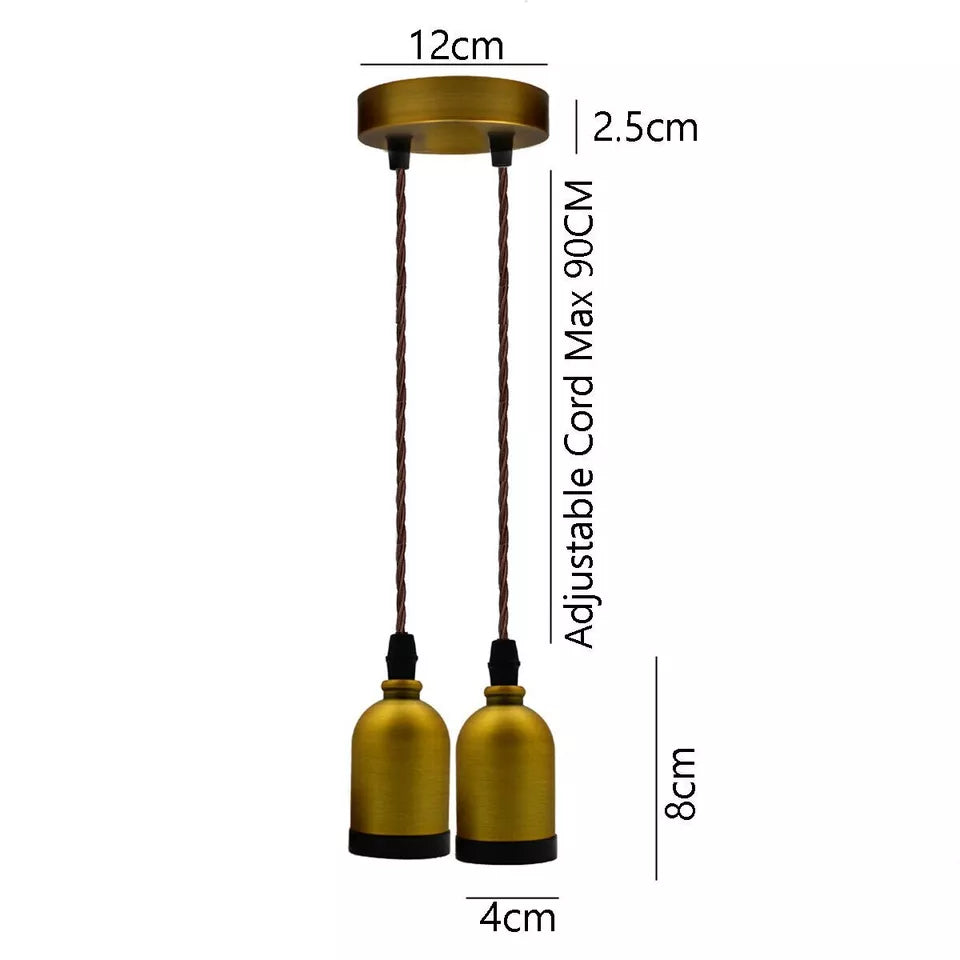 Industrial 3 head Ceiling Pendant Light Retro E27 Fabric Flex Hanging Light ~ 5745