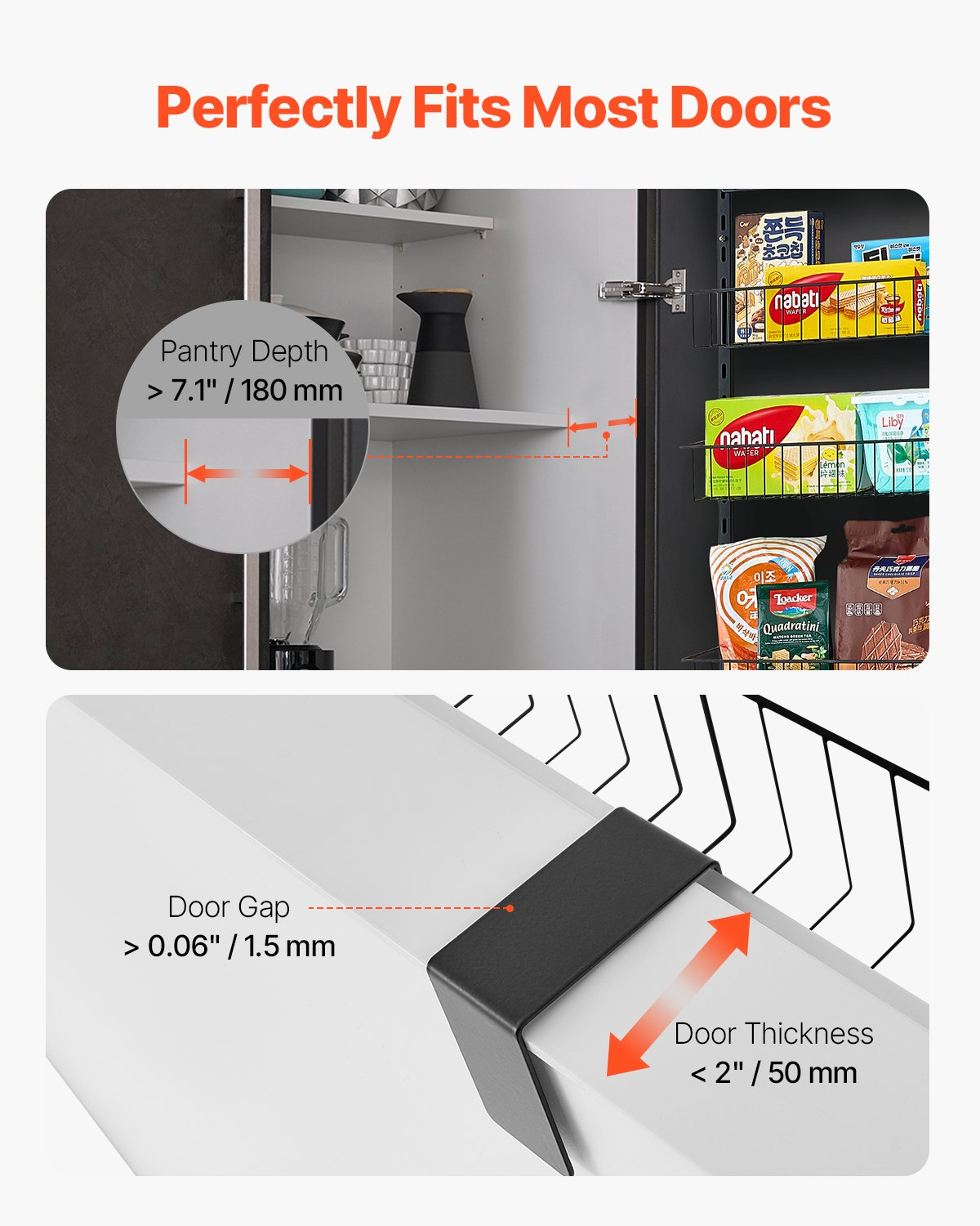 VEVOR Over-the-Door Pantry Organizer – 9-Tier Hanging Spice & Storage Rack (Black)