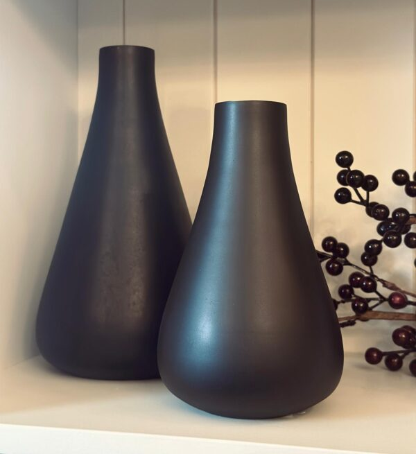 Black Tapered  Short Glass Vase