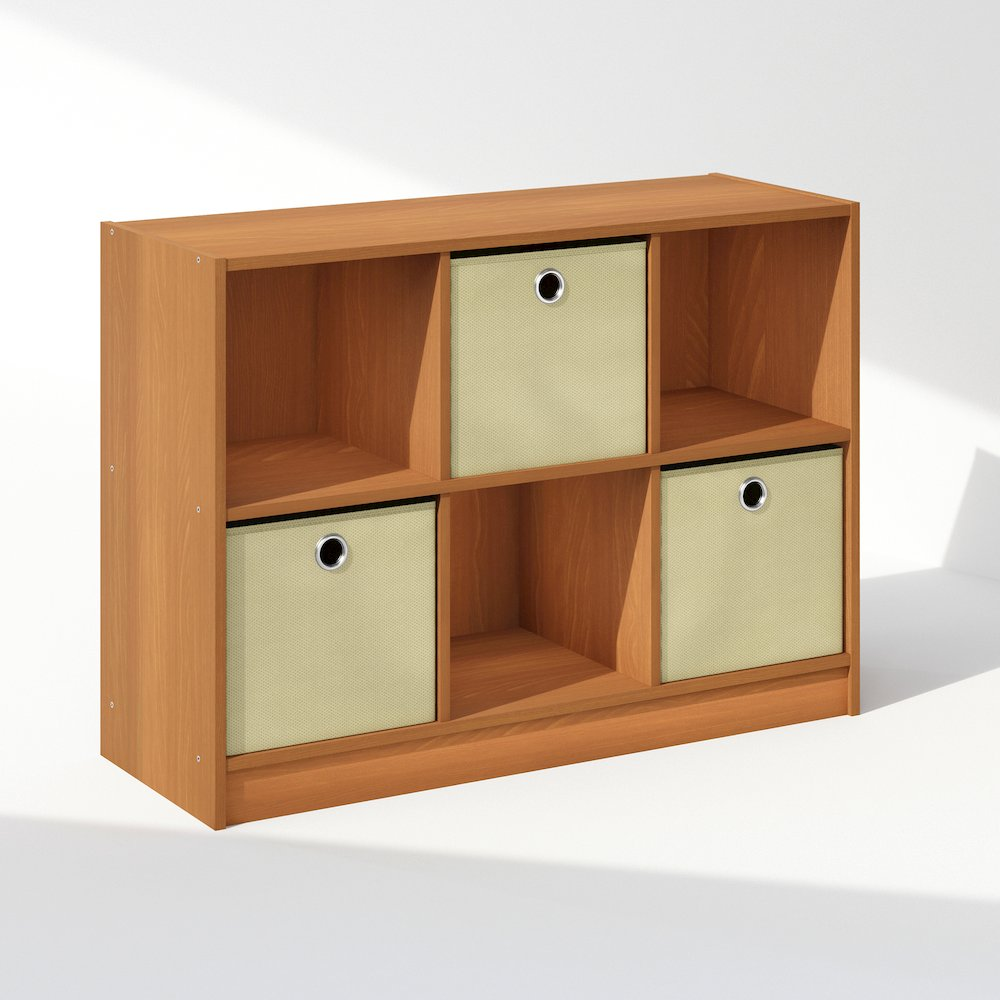 6-Cube Storage Organizer Shelf with Fabric Bins