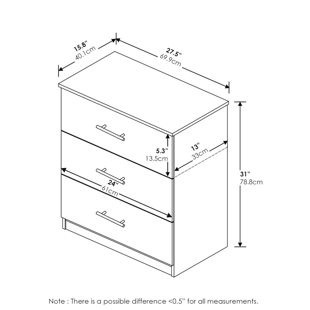 Simple Design 4-Drawer Bedroom Chest Dresser with Handles, Americano Engineered Wood Storage Cabinet