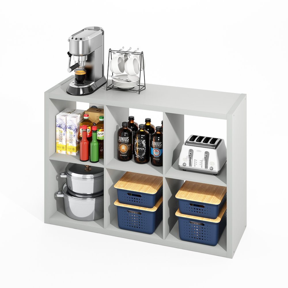 Hermite 6-Cube Open Shelves Kitchen Storage, Kitchen Island, Bakers Rack