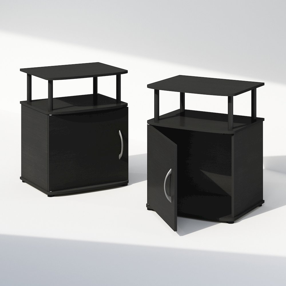 Tidur Utility Design Nightstand, Bedside Table, Black, Set of 2