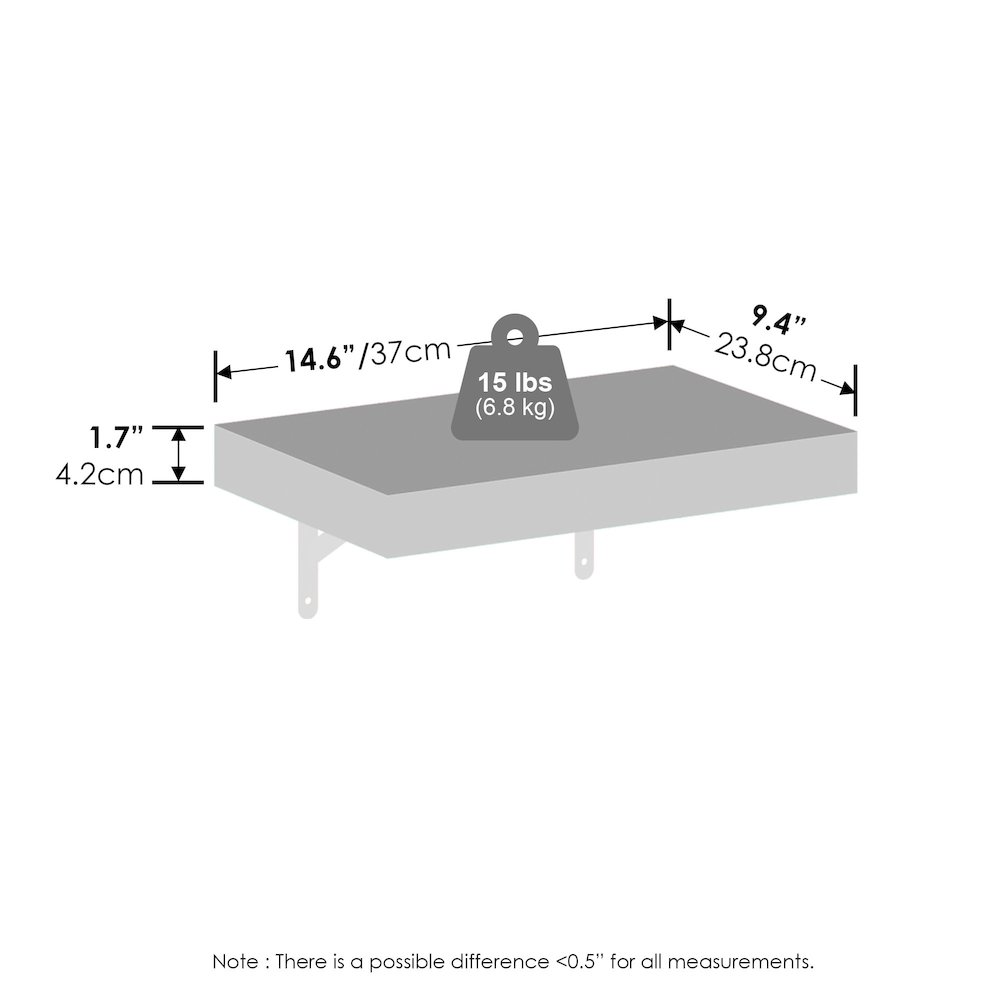 Tanna 15-Inch Wall Mounted Bathroom Floating Display Shelves, Set of 4