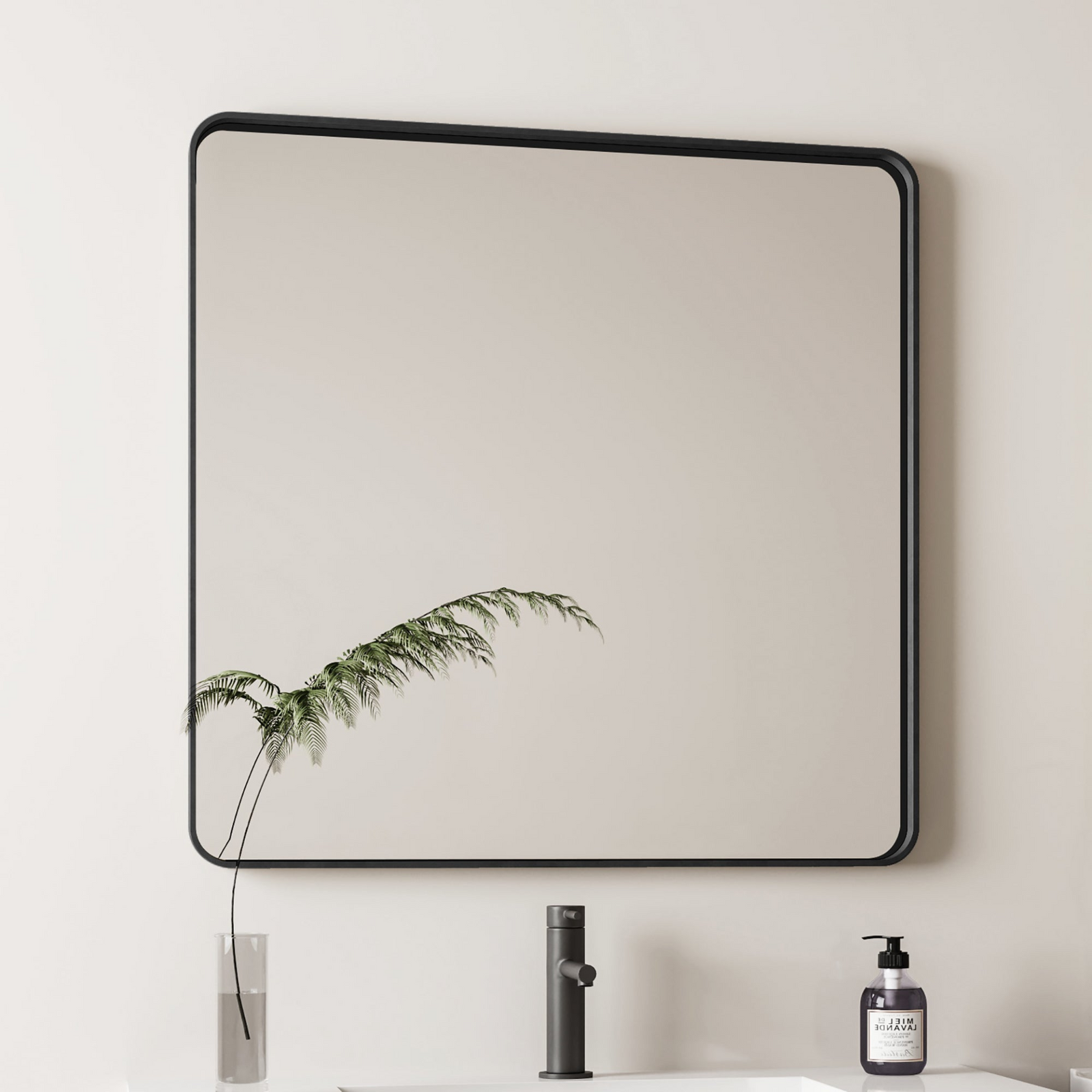 Wall Mirror 36x36 Inch Square Mirror Metal Framed Mirror Square Vanity Mirror Dressing Mirror, for Bathroom, Living Room, Bedroom Wall Decor, Black