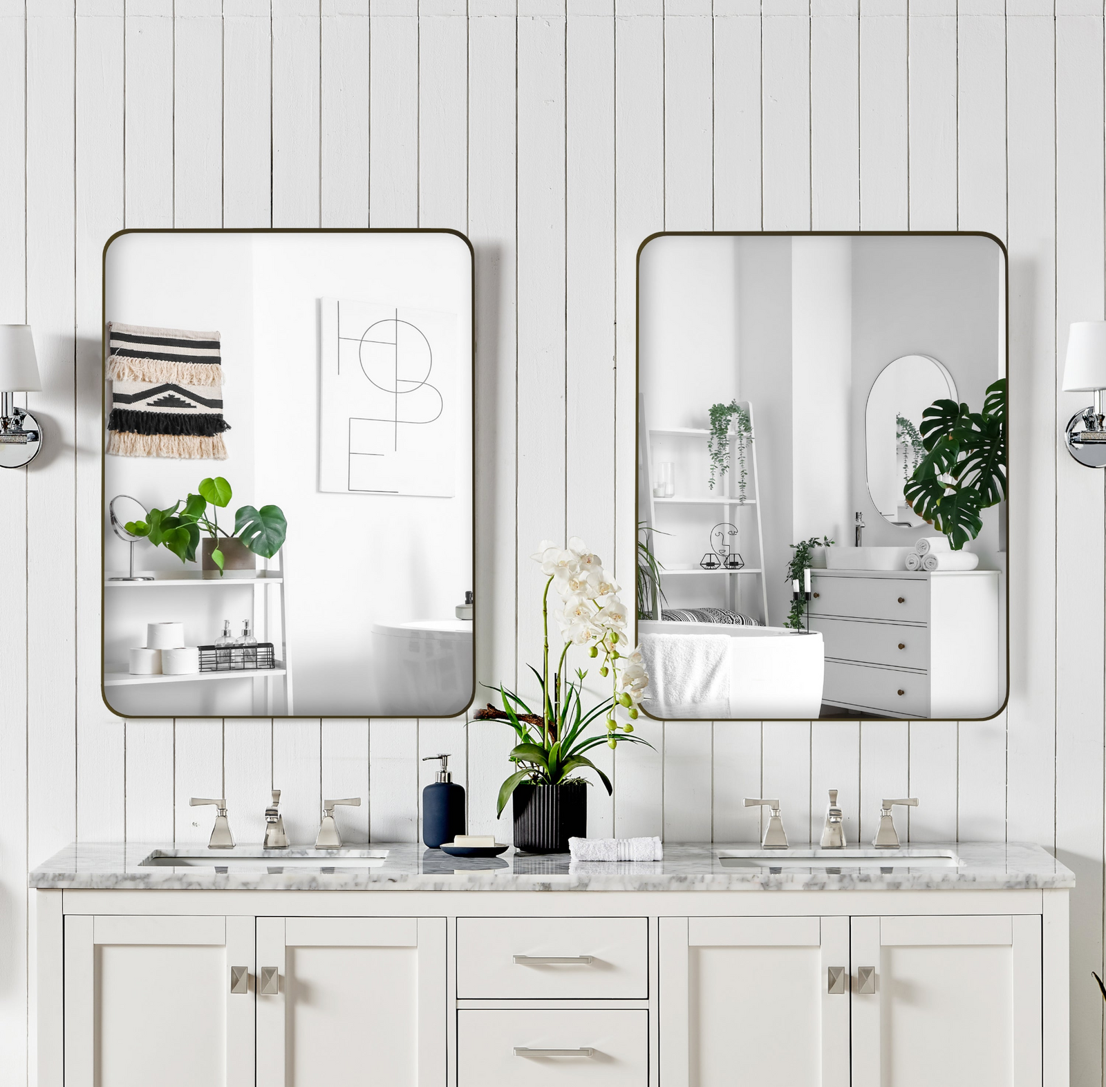 Wall Mirror 24x36 Inch Black Rectangular Mirror Metal Framed Mirror Vanity Mirror Dressing Mirror, for Bathroom, Living Room, Bedroom Wall Decor