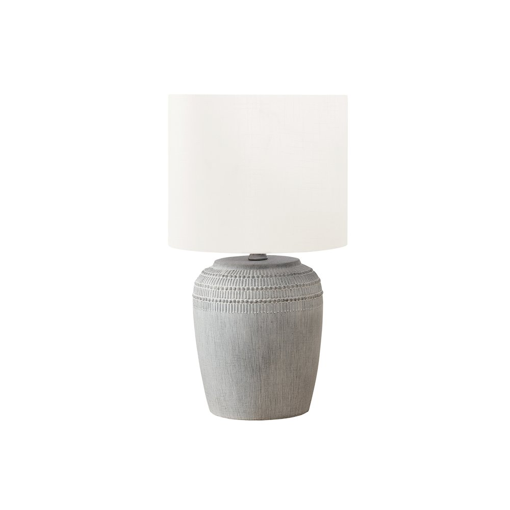 Contemporary 17" Grey Ceramic Table Lamp with Ivory Fabric Shade