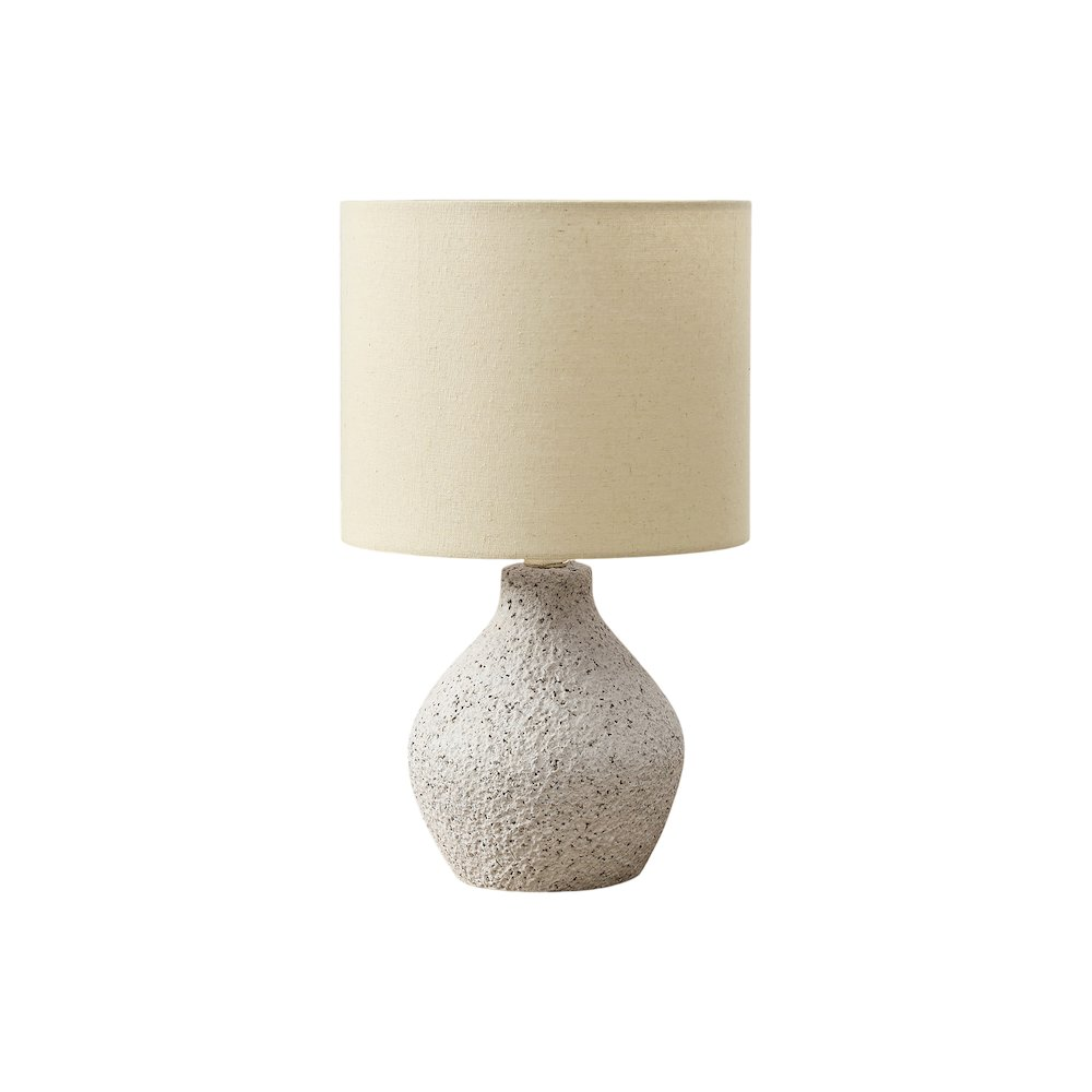 Contemporary 16" Beige Resin Table Lamp with Linen-Blend Shade – Modern Home Accent Lighting