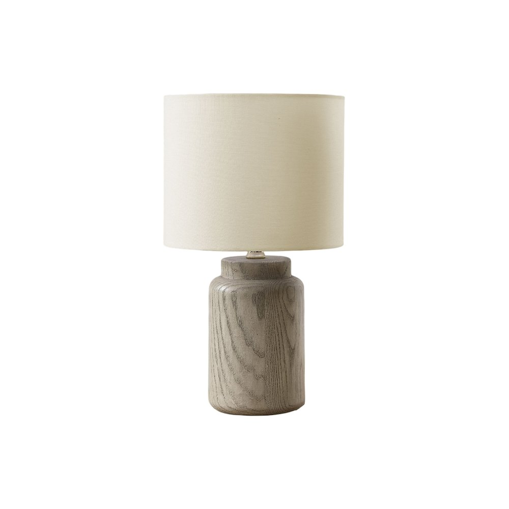 17"H Table Lamp – Taupe Resin Base with Ivory Fabric Shade