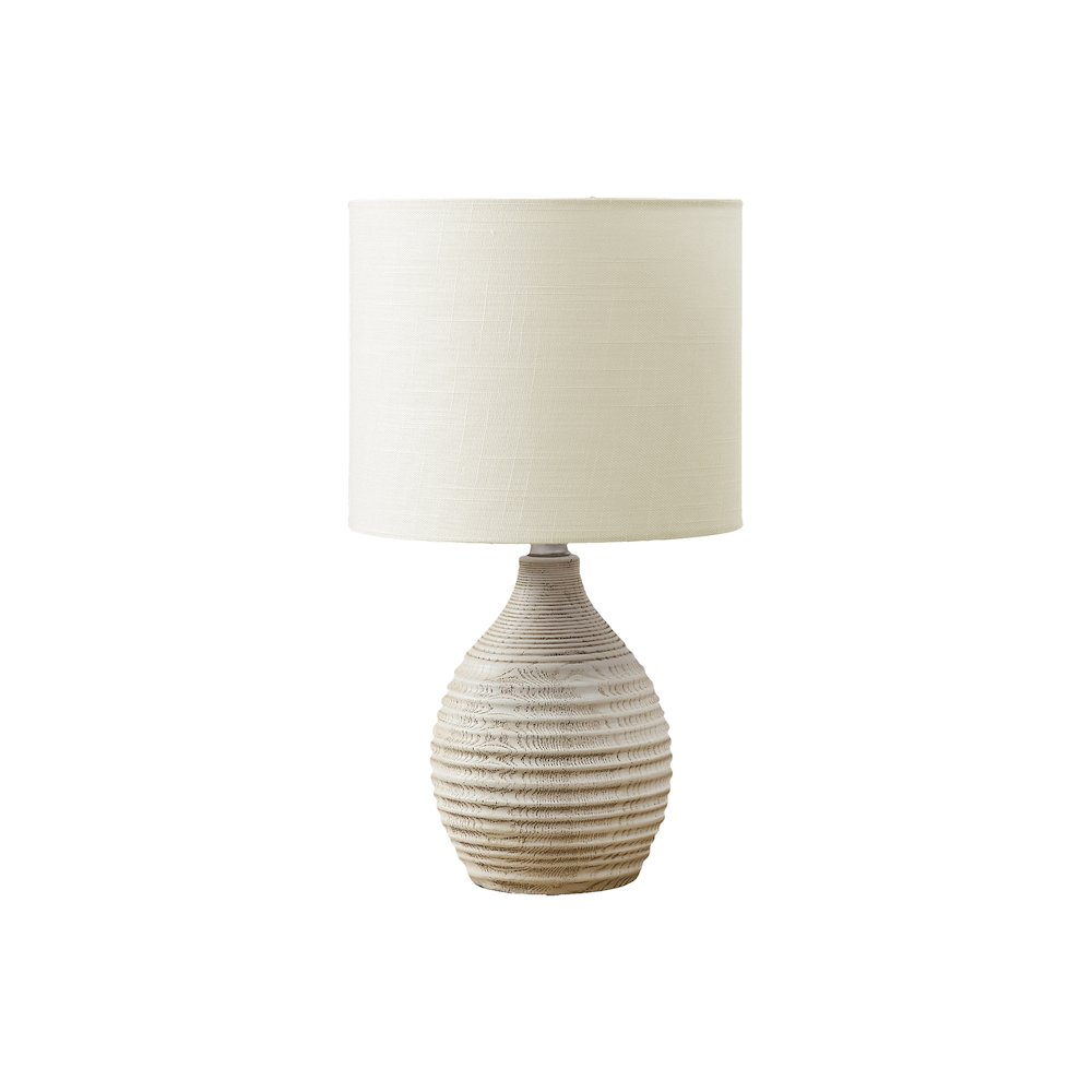 17" Table Lamp – Ivory Resin Base with Ivory/Cream Fabric Shade, Contemporary Modern Design