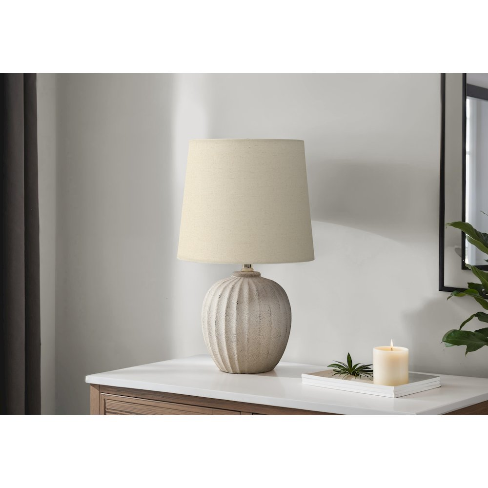 Transitional 19" Beige Resin Table Lamp with Fabric Shade – Chic Home Accent Lighting