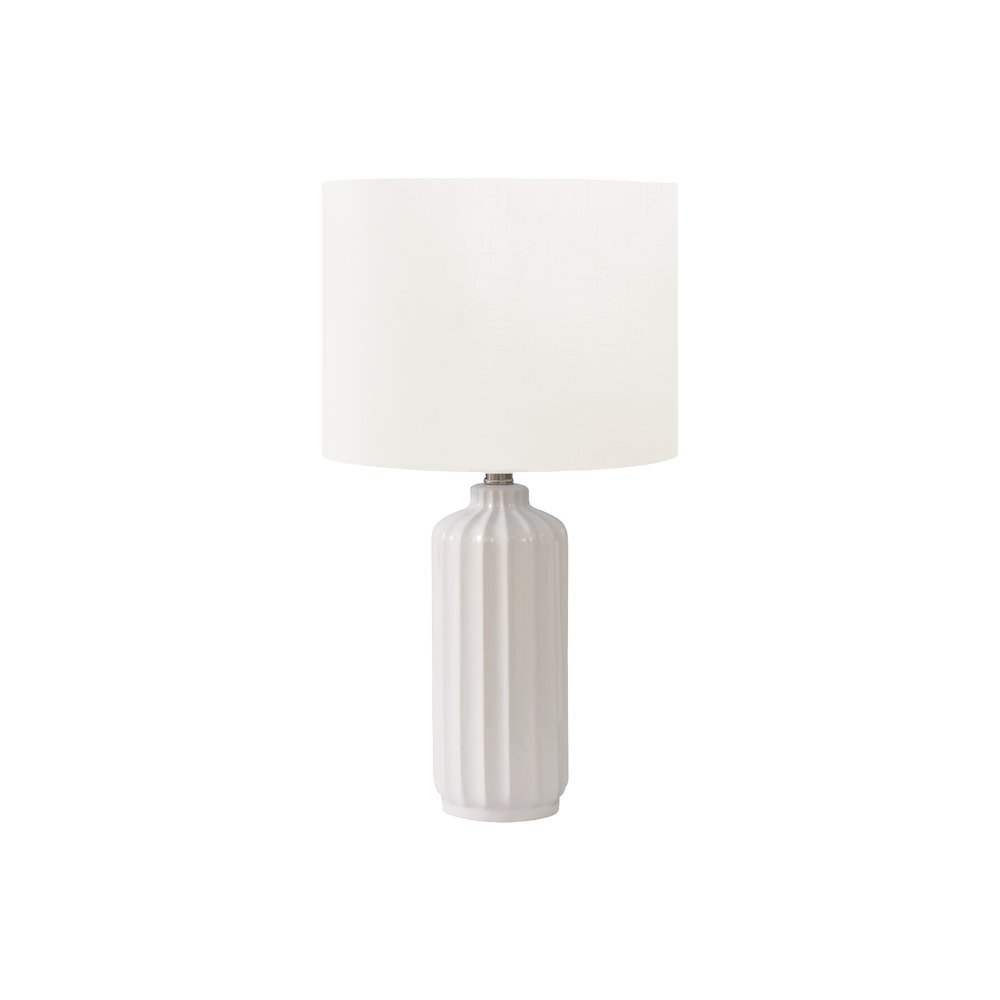 23"H Table Lamp – Cream Ceramic Base with Ivory Fabric Shade, Contemporary Modern Accent