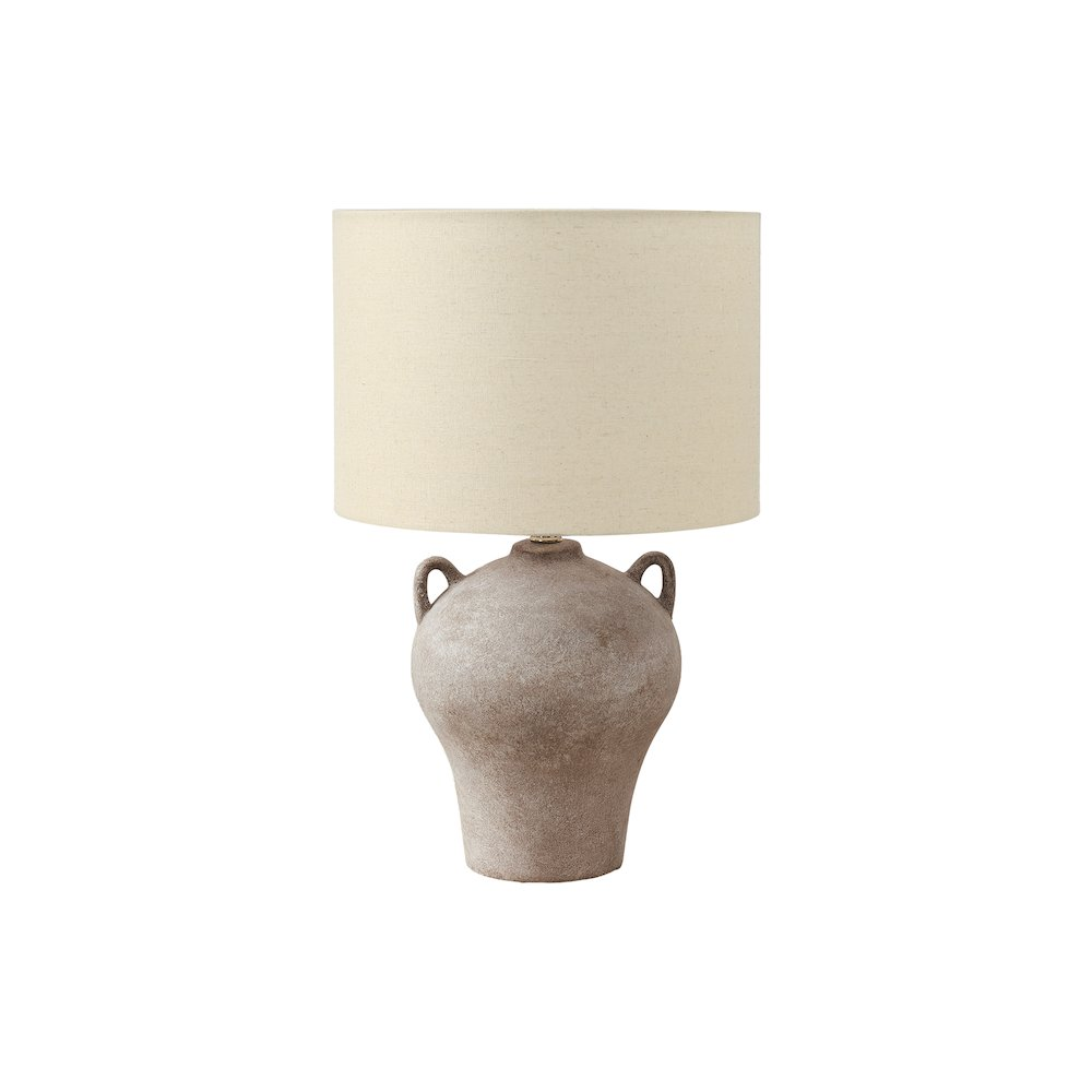 Transitional 22" Beige Ceramic Table Lamp with Fabric Shade – Elegant Home Accent Lighting