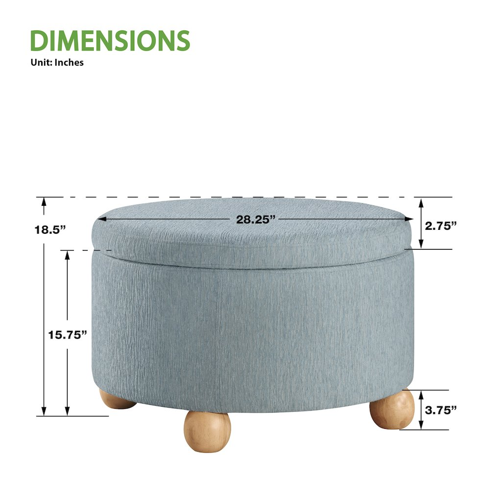 Baynes Storage Ottoman in Mist Fabric