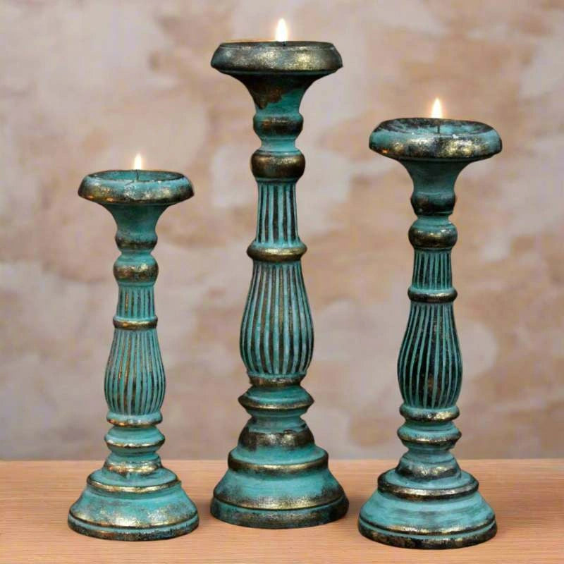 Vintage Candle Stands Turquoise