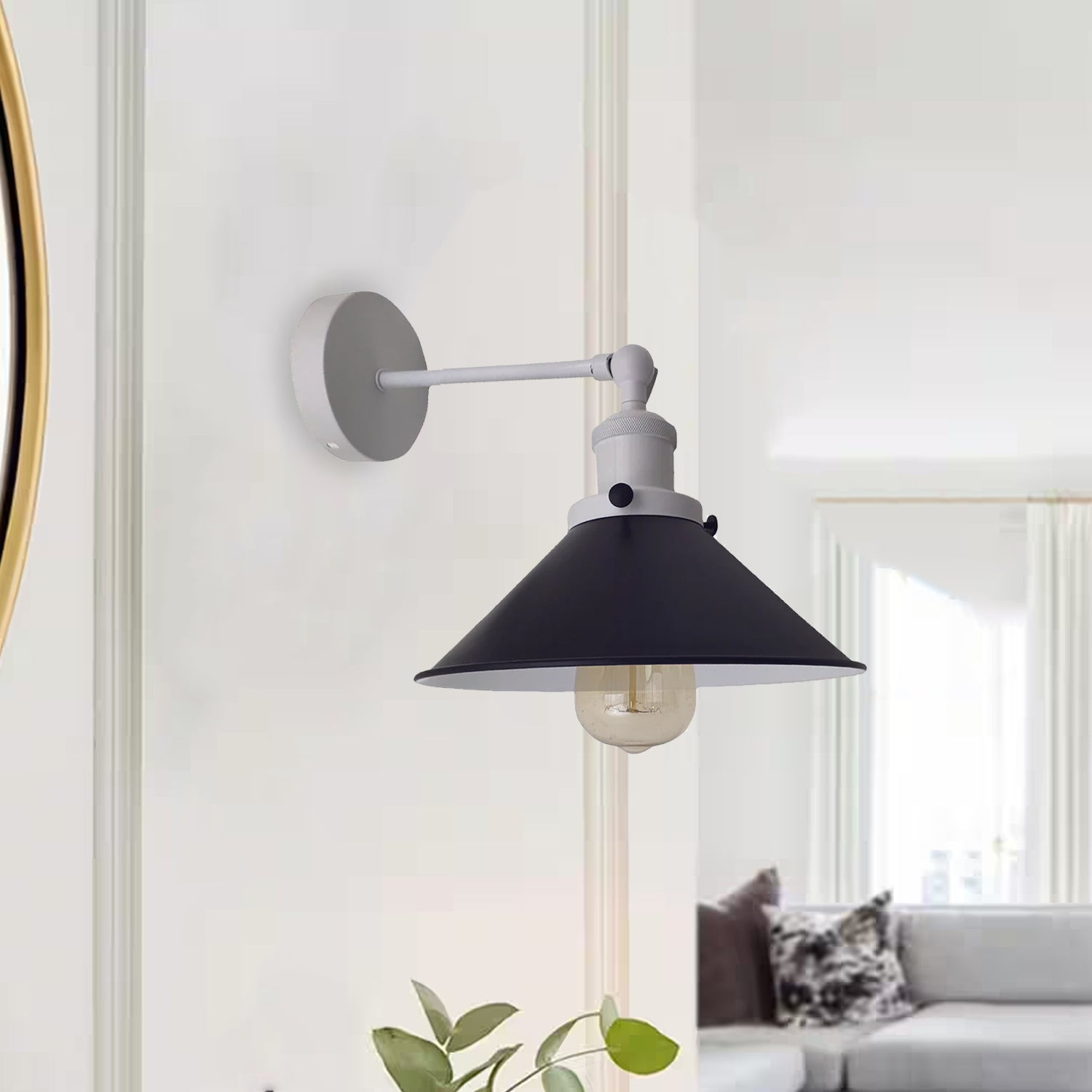 Adjustable Black & White Industrial Wall Sconce – Modern Rustic Indoor Lighting