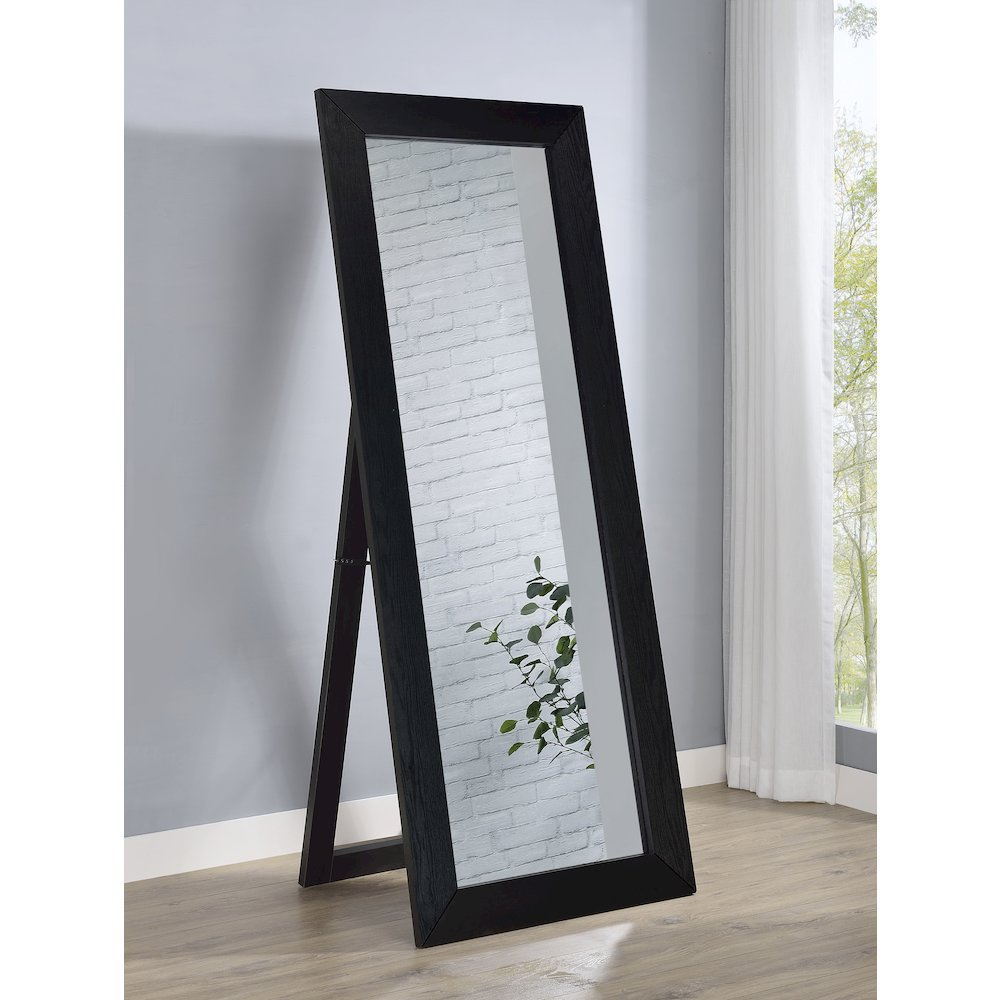 Cadence Tempered Glass Full Length Standing Mirror Black Oak