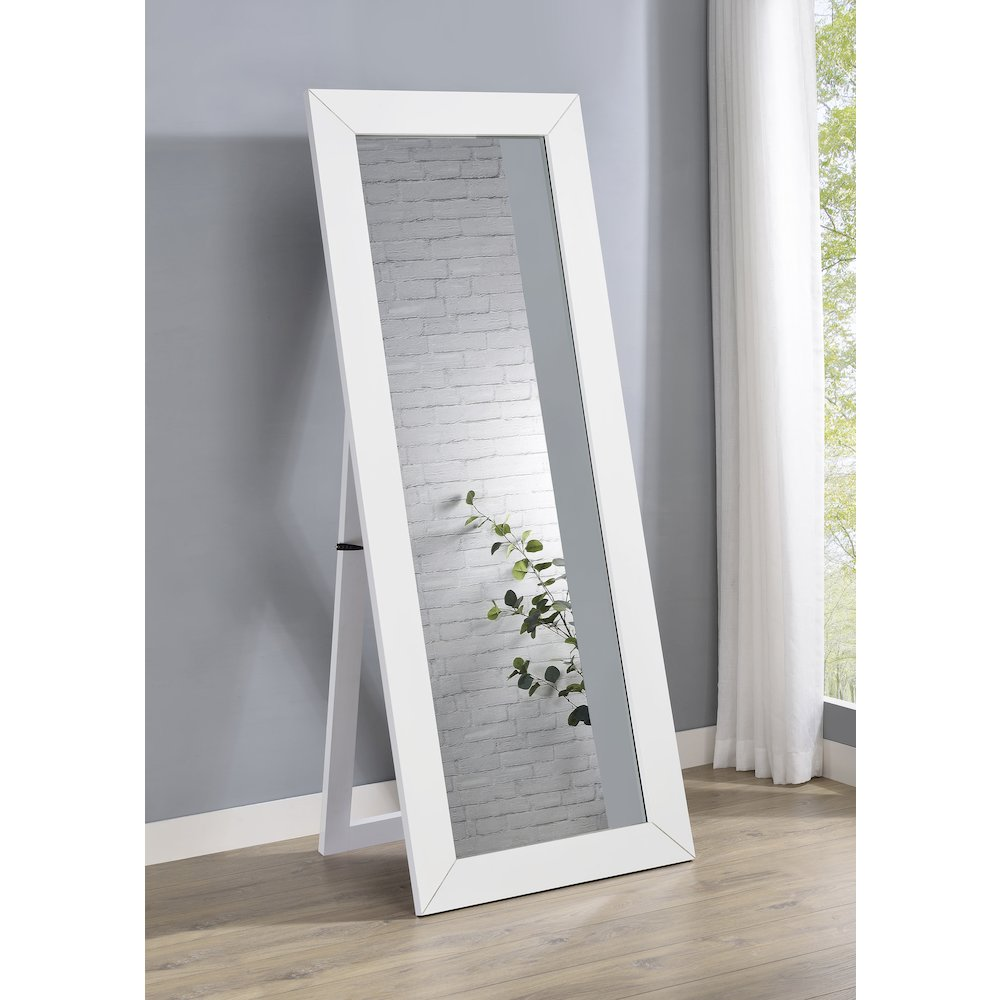 Cadence Tempered Glass Full Length Mirror White High Gloss