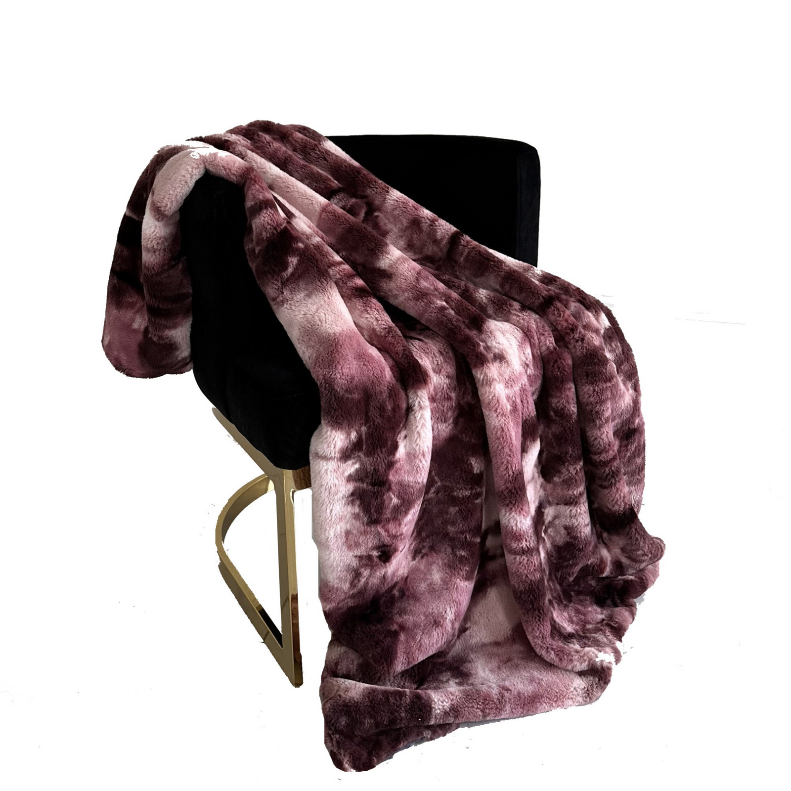 Plutus Rose Fureal Faux Fur Luxury Throw Blanket – Reversible Plush Accent