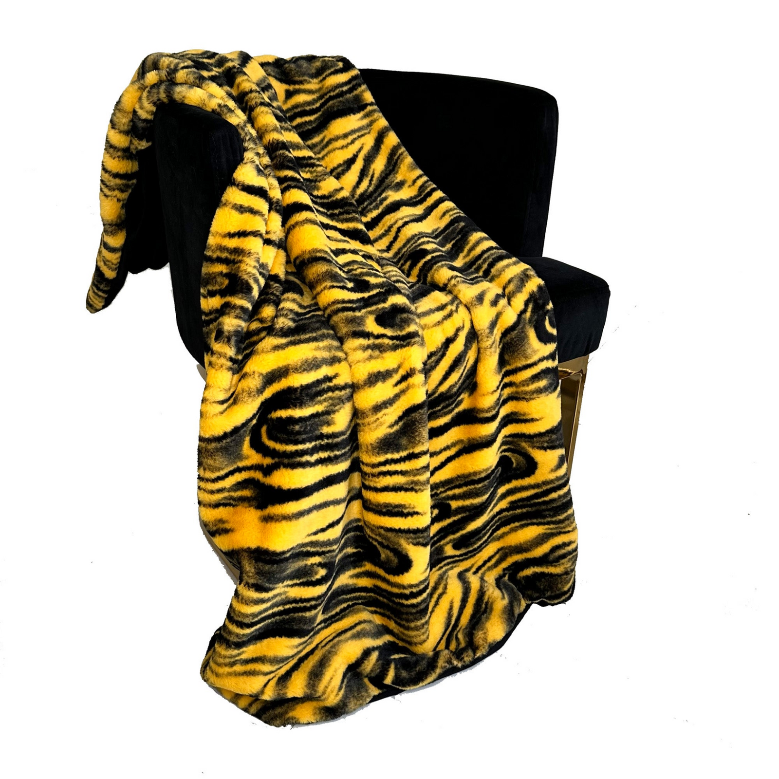 Plutus Yellow Galaxy Faux Fur Luxury Throw Blanket – Reversible Plush Accent