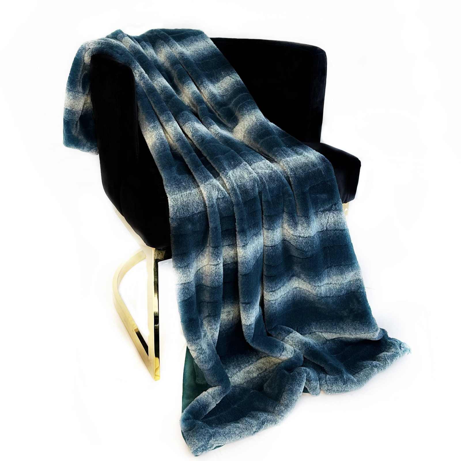 Plutus Green Furever Faux Fur Luxury Throw Blanket – Reversible Plush Accent