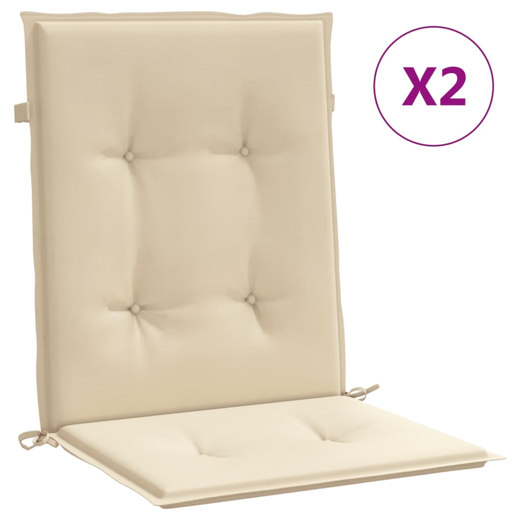 vidaXL Lowback Chair Cushion Set of 2 Beige