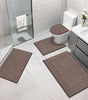 Bathroom Rugs Set of 4 Piece, Bath Mats, Microfiber Non Slip Shaggy Ultra Soft Bathroom Runner with U Shaped Contour Toilet Mat for Bathroom, Shower Inside Floor, Gray