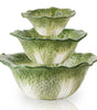 KXZ 3-Piece Cabbage Ceramic Bowl Set – 5oz, 16oz & 60oz Bowls for Soup, Salad, Fruit | Elegant Green Hand-Painted Serving Bowls