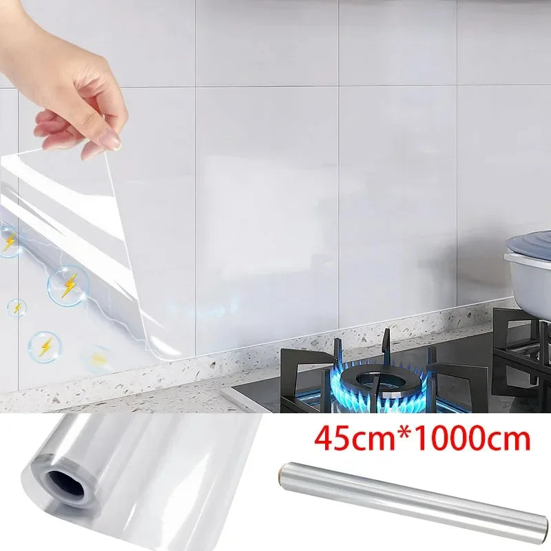 Heat-Resistant Anti-Oil Transparent Kitchen Wall Protector Film – Electrostatic Adhesive-Free Peel and Stick wallpaper Sticker
