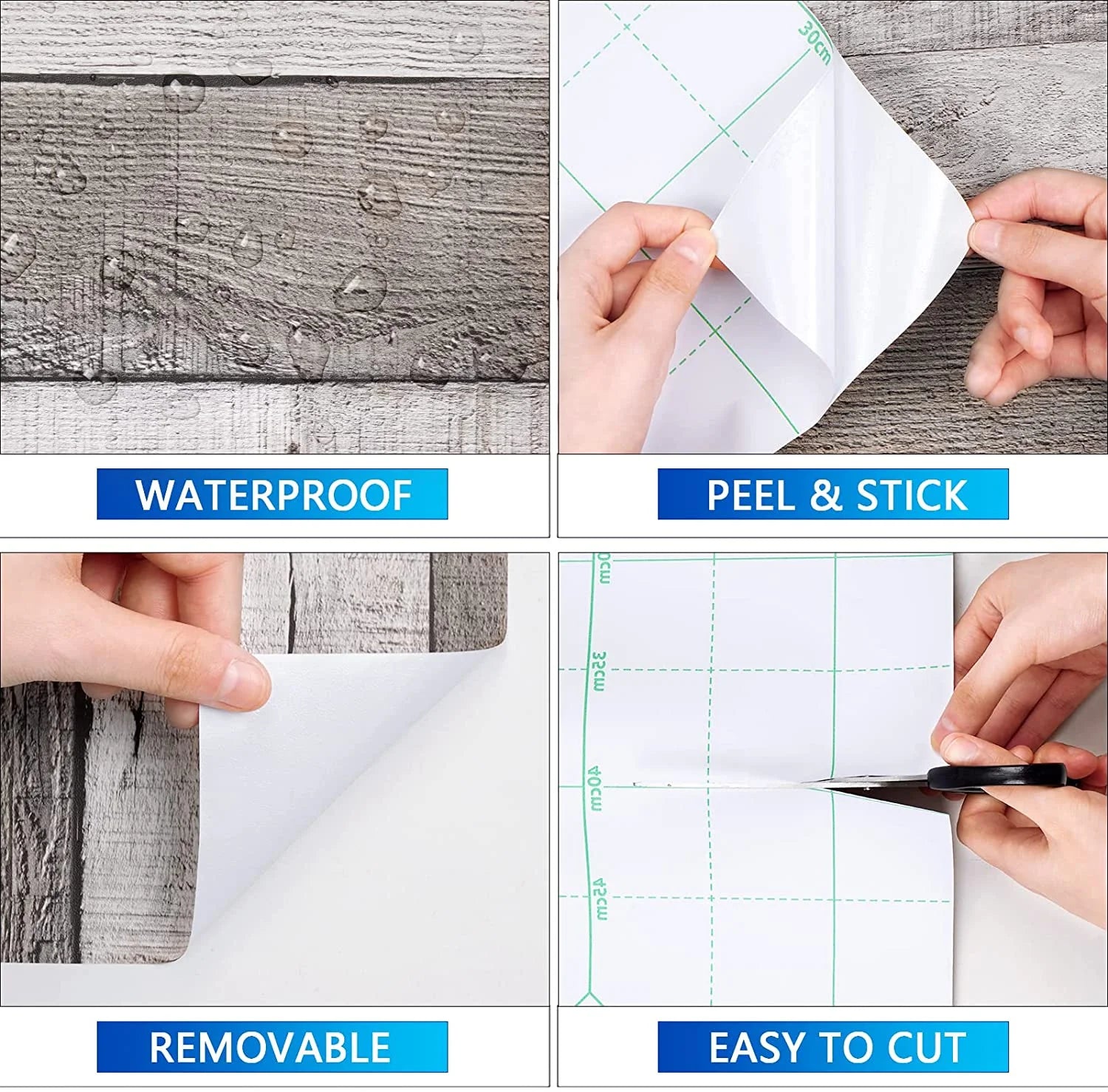 Peel and Stick Wallpaper Gray Wood Wallpaper Self Adhesive Wallpaper Craft, 17.71"x 118"