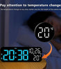 USB & Battery Digital Wall Clock – Large LED Display with Temperature, Date & Week, Multifunctional Alarm for Home