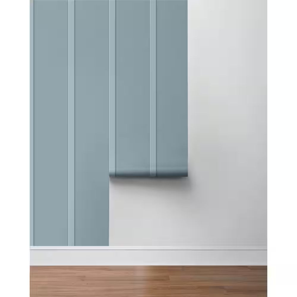 Blue Stream Faux Board and Batten Vinyl Peel and Stick Wallpaper Roll