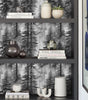 Black and White Forest Thick Vinyl Peel and Stick Wallpaper for Bathrooms and Bedrooms