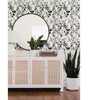 Black Breezy Floral Botanical Vinyl Peel and Stick Wallpaper Roll