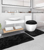 3 Piece Thicken 0.4" Bath Mat Set, Black Bathroom Rug, Contour Mat and Toilet Seat Cover, Super Long Soft Microfiber Water Absorbent and Non Slip Bathroom Rug Set with PVC Point Rubber Backing (Black)
