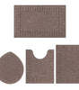 Bathroom Rugs Set of 4 Piece, Bath Mats, Microfiber Non Slip Shaggy Ultra Soft Bathroom Runner with U Shaped Contour Toilet Mat for Bathroom, Shower Inside Floor, Brown