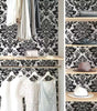 Black and White Damask Vinyl Peel and Stick Wallpaper Roll (Covers 30.75 Sq. Ft.)