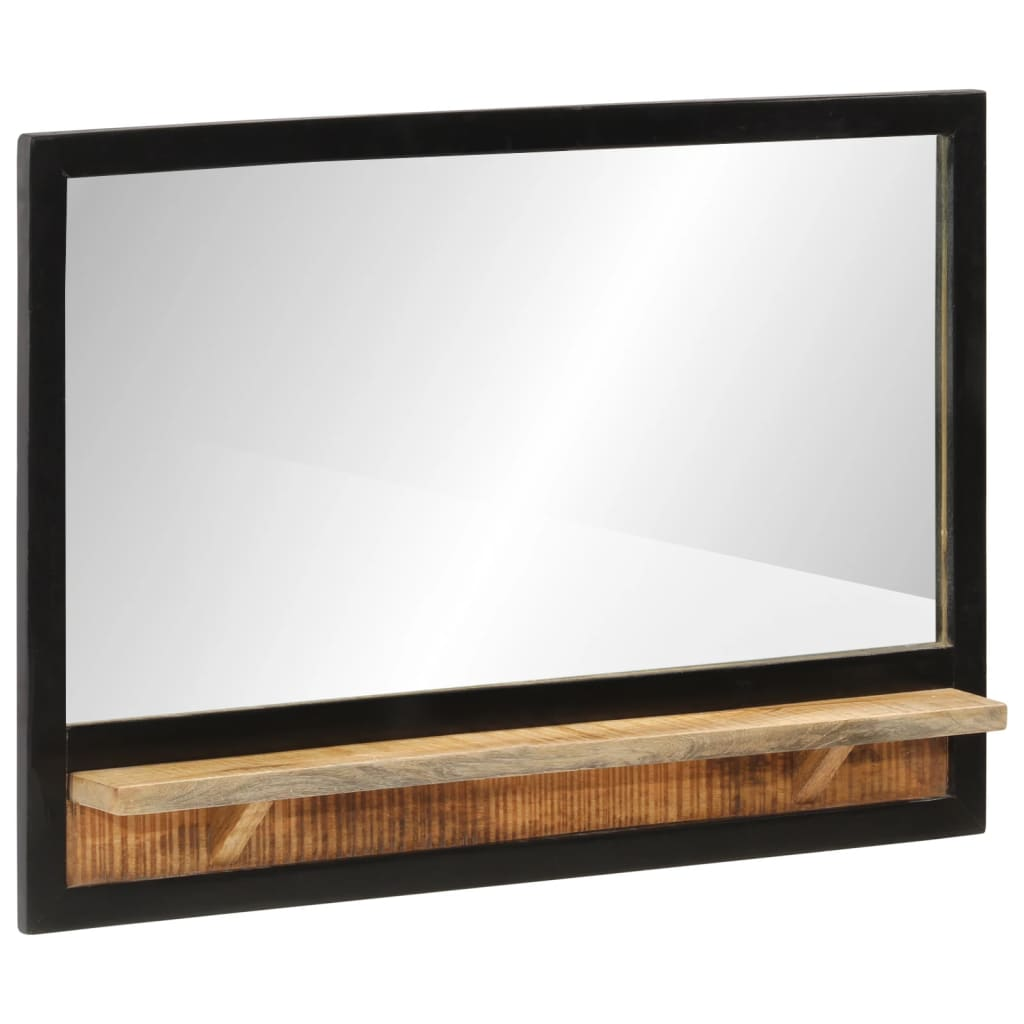 vidaXL Bathroom Mirror Natural wood and glass Solid mango wood, glass, iron