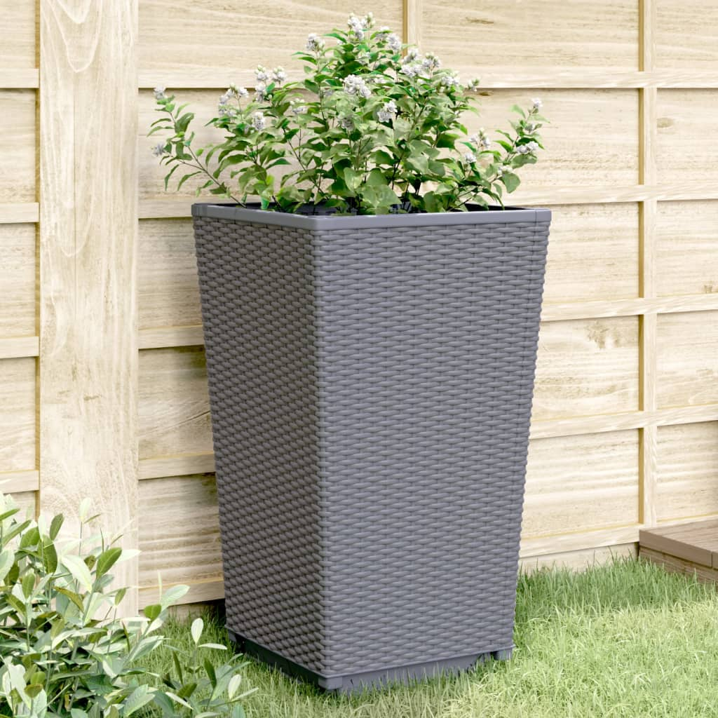 vidaXL Garden Planter Set of 4 Blue Grey Polypropylene Medium
