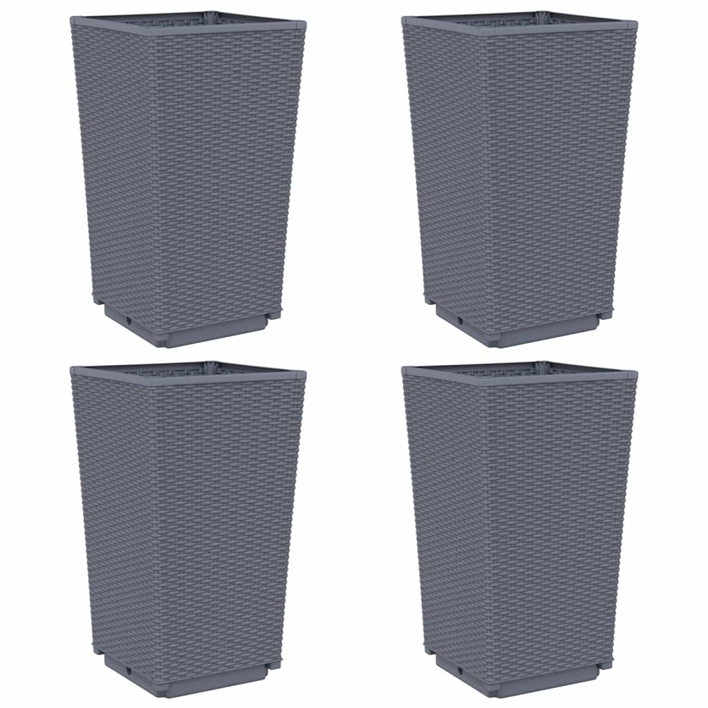 vidaXL Garden Planter Set of 4 Blue Grey Polypropylene Medium